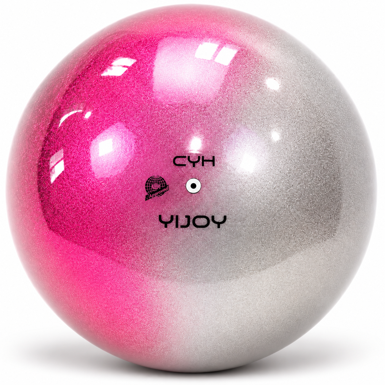 Ball Yijoy mod. Double 18,5cm FIG col. White-Pink Топка за художествена гимнастика YIJOY Double 18,5 см FIG – White-Pink, бяло-розова