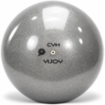 Топка за художествена гимнастика YIJOY Pearl Silver 18,5 см FIG – сребриста с перлено покритие