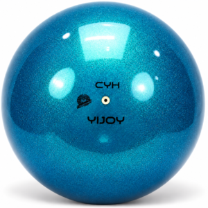 Топка за художествена гимнастика YIJOY Pearl Turquoise 18,5 см FIG – тюркоазена с перлено покритие